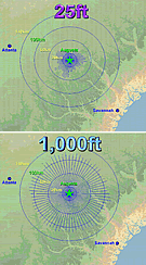 Height & Radar Coverage Circles